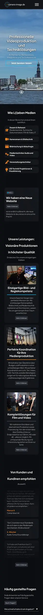 Screenshot der Website Camera-Image.de – Mobilversion